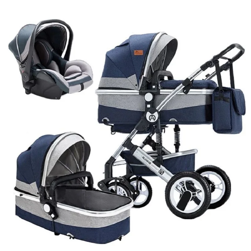 PROD 1005002467955820 Baby stroller 4 in 1 high landscape two-way push
car newborn pram shock absorption folding child stroller with mummy bag