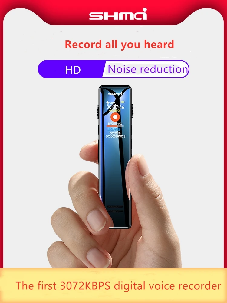 Gravador de Voz Shmci Profissional Mini Som Ativado Ditaphone Jogador Criptografar Reunião Palestra Concerto Registro t1 3072kps 120m - Image 4