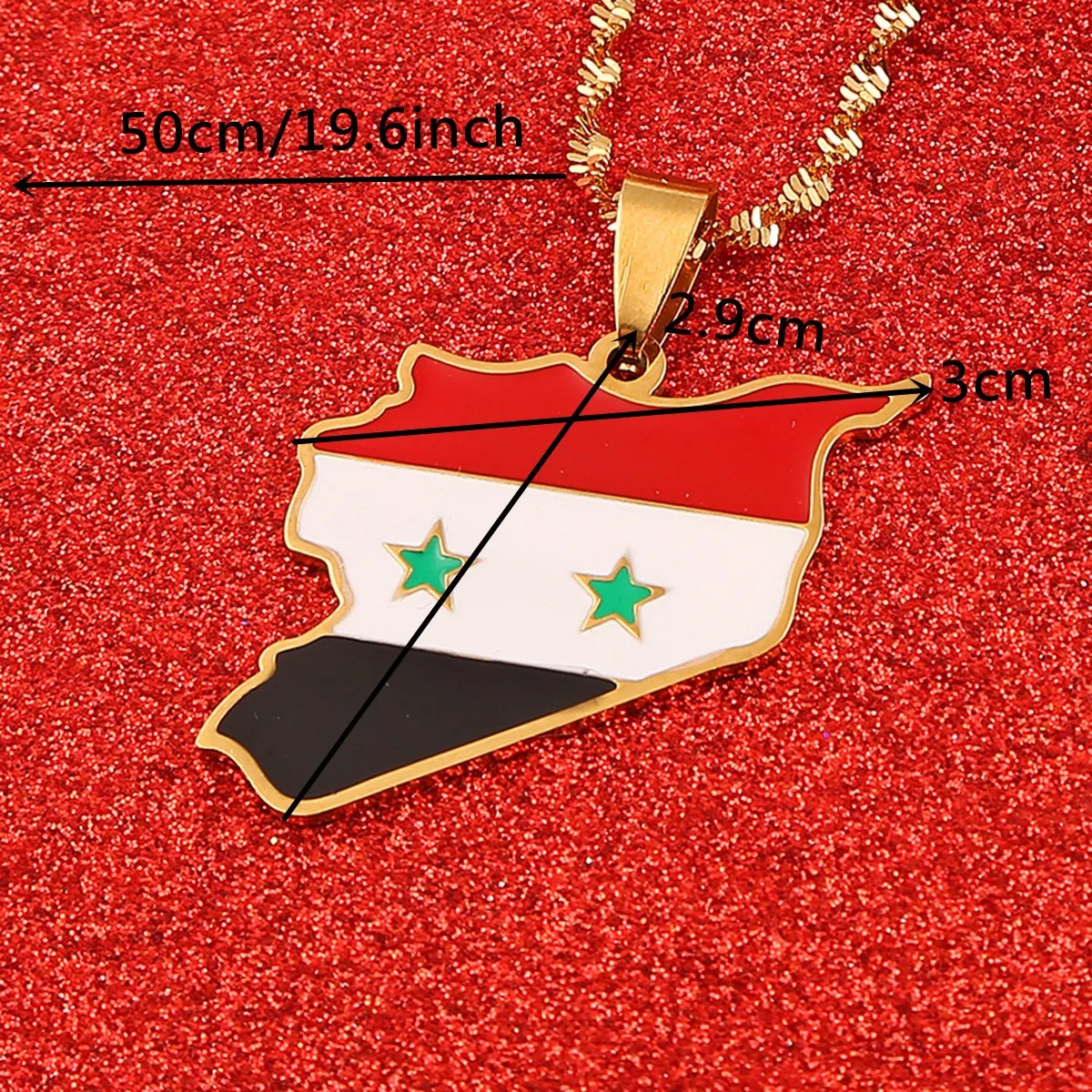 Из нержавеющей стали, карта, кулон в форме флага, ожерелья для мужчин, модные ювелирные украшения для сирийцев
