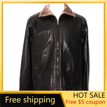 

2020 Autumn Winter Fur Leather Men's PU Fur In One Brushed Thick Coat Men's Outerwear Motorcycle Jacket Casual Men Clothing 3XL