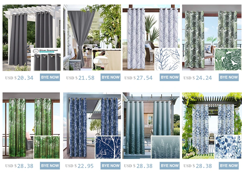 NICETOWN 12 Colors Outdoor Curtain Drape Blackout Light Blocking Fade Resistant with Grommet Rust-Proof for Porch&Beach&Patio