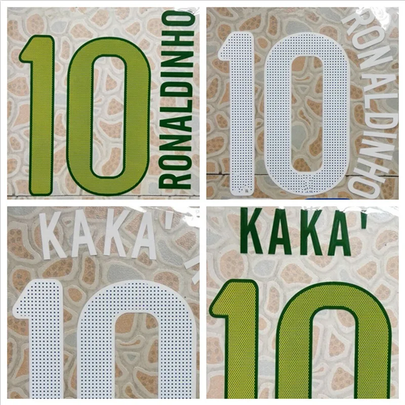 Ретро бразильский Флокирование #10 KAKA RONALDINHO Brasil печатный номер Переводные