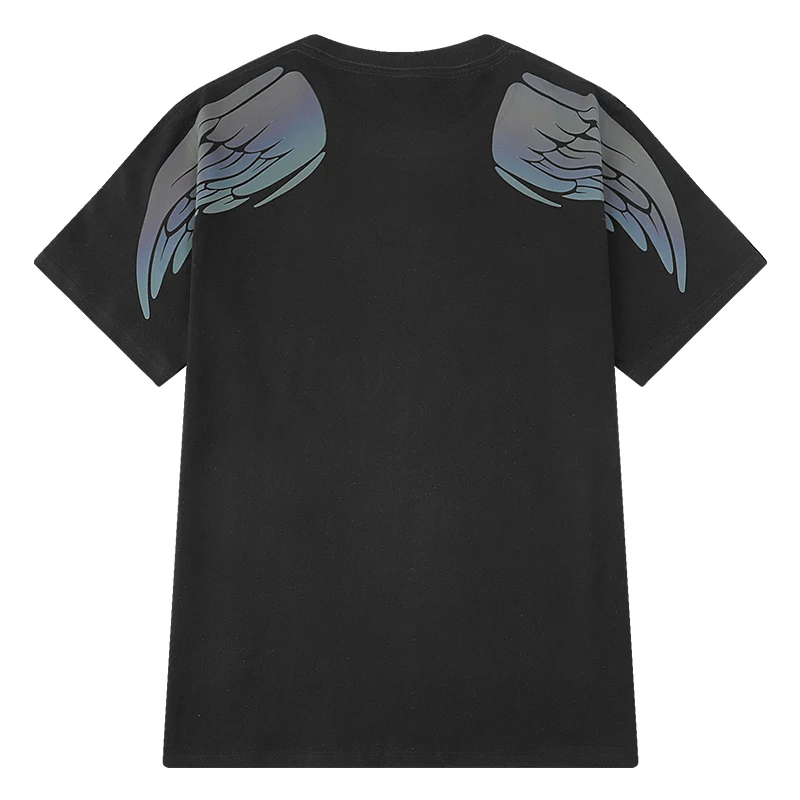 Mirecoo Men T shirts Reflective Wings T-shirts Men Harajuku Fashion Casual High Street Loose Funny Top Tee Streetwear Summer