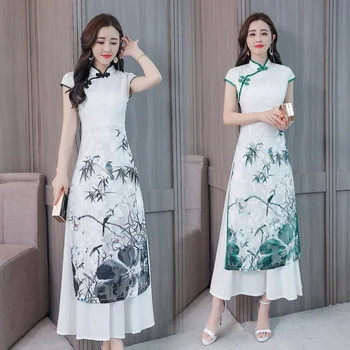 Vietnam Tradizionale Vestito Delle Donne di Estate 2020 Cheongsam Abito Orientale di Stile Cinese di Qipao Ao Dai Vestito Vietnam Abbigliamento FF2773 1