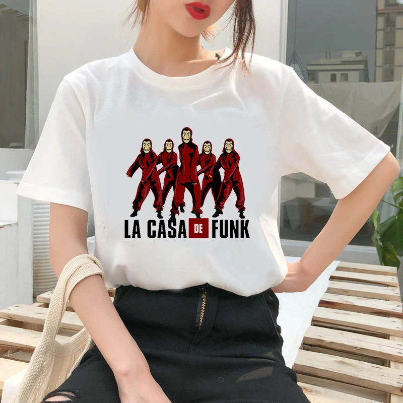 Women's T-shirt Portrait of banknot Print T-shirt Clothes White TShirt Harajuku Graphic T-shirt Fashion Landscape T-shirt Female