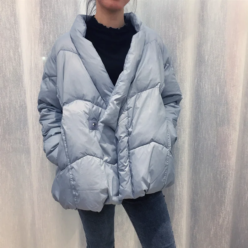 

Down jacket women's short retro ethnic style diagonal V-neck white duck down jacket light warmth 2020 new