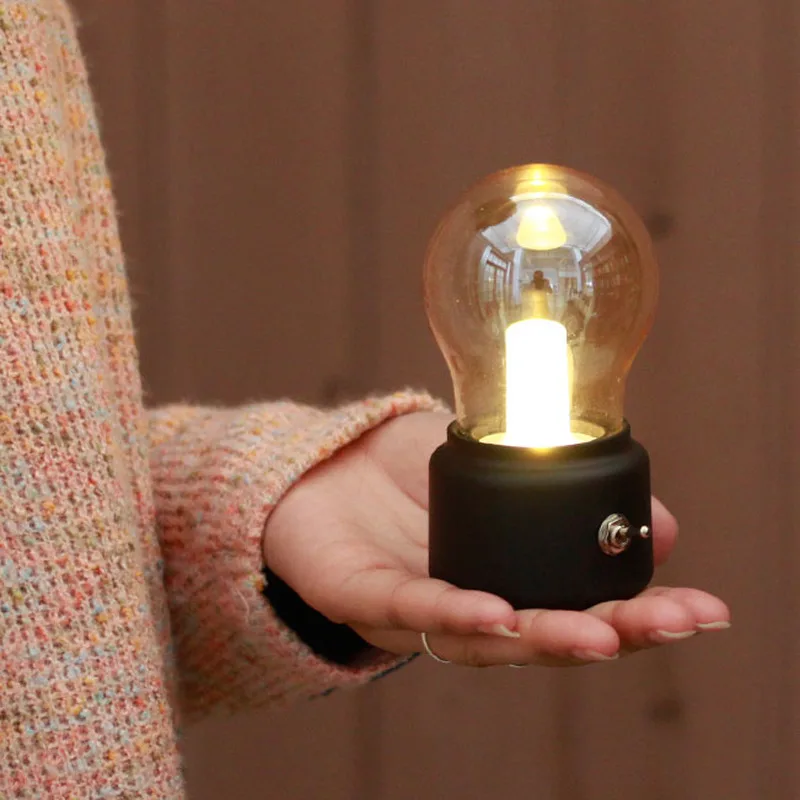 

Retro Led Bulb Ball Lights Cordless USB Rechargeable Vintage Classical Blowing Desk Lamp Decoration Night Light Home Study Room