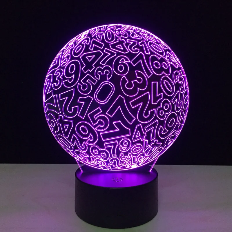 

3d Usb Touch Night Light Number Ball Pattern High Transmittance Acrylic Pane Funny Table Lamp Changeable Color Led Light Batter