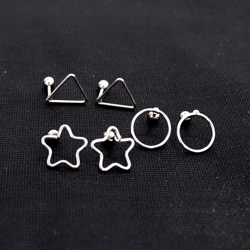 

Minimalist Stainless Steel Small Cute Stud Earrings Geometric Simple Silver Studs Earring For Women Men Jewelry oorbellen Male