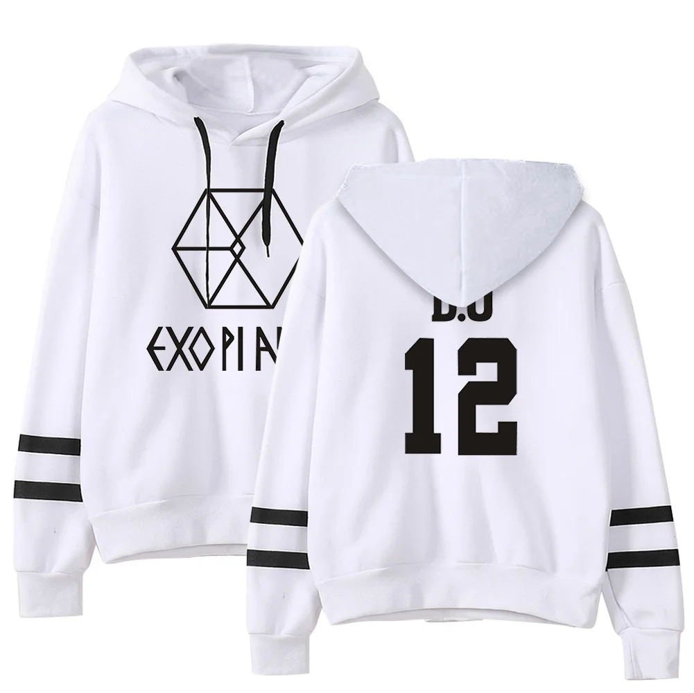 Men Hoodies Sweatshirts Korea EXO men team combination figure 12 printed  Headwear Hoodie Hip Hop Stranger Things Streetwear