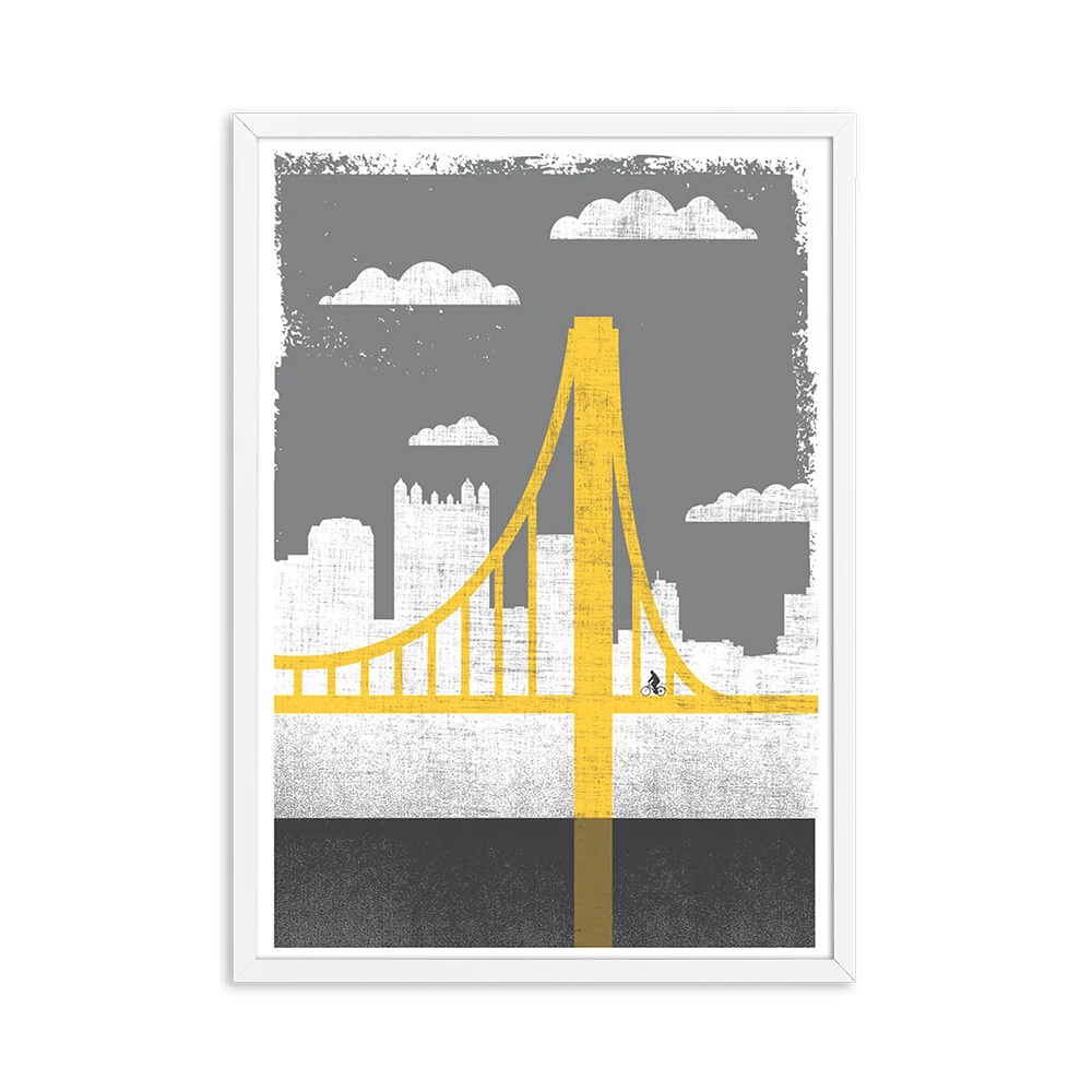 Pittsburgh-Art-City-Posters-and-Prints-Bicycle-Minimalist-Art-Canvas-Painting-Bridge-Picture-Print-Modern-Home (5)