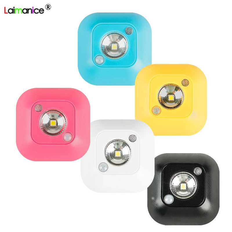

Mini Wireless LED Sensor Night Light Lamp PIR Infrared Motion Activated Sensor Light for Wall Lamp under Cabinet Stairs Light