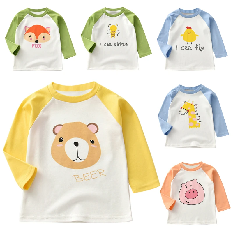 

2019 Autumn Clothes T-shirts For Kids Baby Girl Long Sleeve T-Shirts Kids Cartoon Animal Print Tops Shirts Casual Blouse