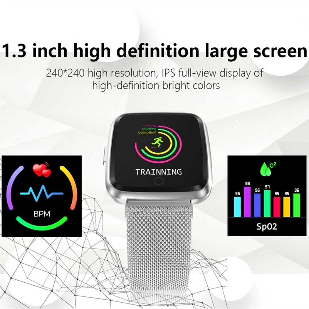 Y7 долгое время ожидания Смарт часы кровяное давление кислорода Smartwatch водонепроницаемый BT4.0 монитор сердечного ритма для IOS Android