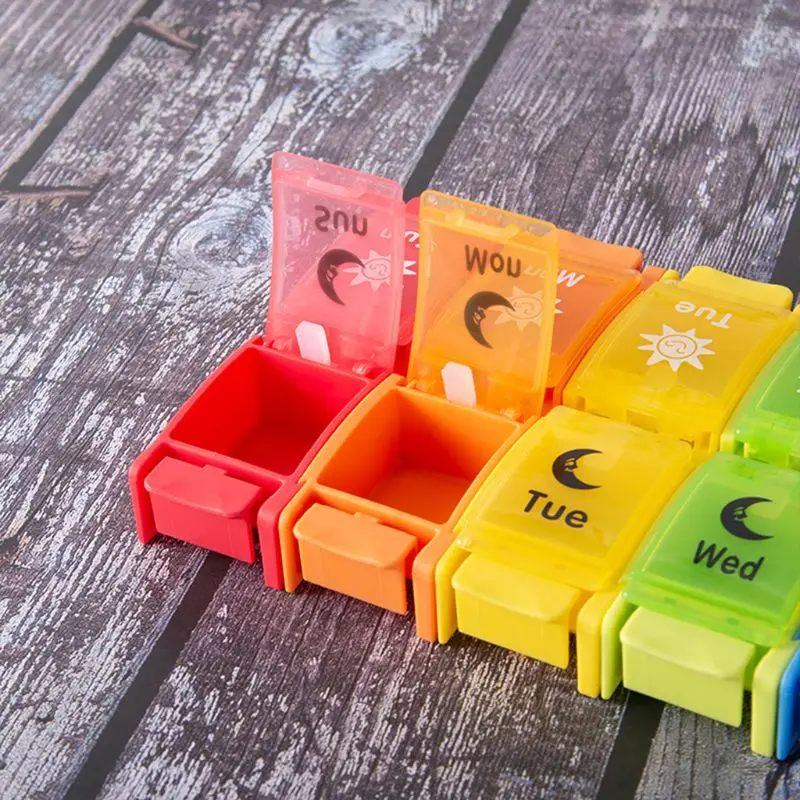 7 Day Tablet Pill Box Holder 14 Grids Weekly Medicine Storage Organizer Case