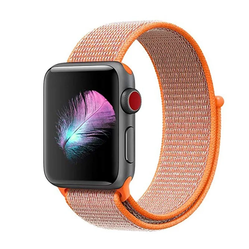 Light orange Ремни для наручных часов Apple Watch 38/40/42/44 мм браслет наручных часов iWatch серия 5 4, версия 1, 2, 3, ремешок из дышащего нейлона, correa спортивный бесшовный smartwatch band - Цвет ремешка: Light orange