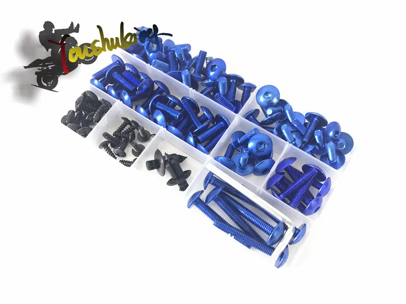 Для kawasaki ZZR600 2005-2009 ZZR600 1990-2004 Универсальный Комплект болтов обтекателя Набор гаек - Цвет: Синий