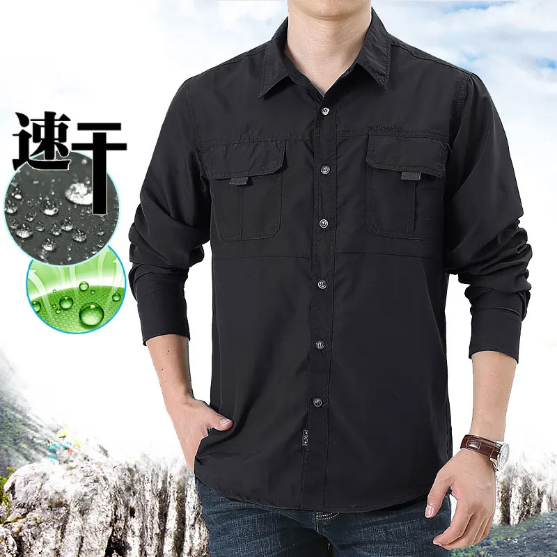 Hiking Fishing Military Tactical Shirt Men Breathable Quick-drying Blouse Long Sleeve Cargo Working Camisa Man Outdoor UV Shirts