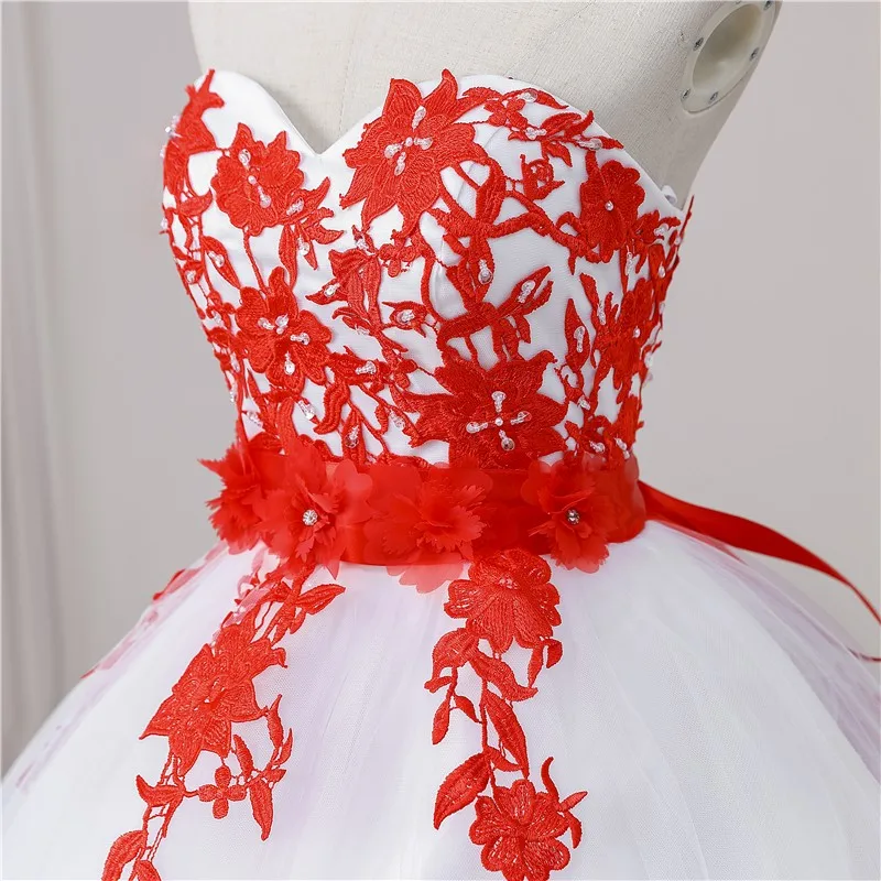 wedding dress for women 2021 New 5 Colors Fashion Classic Sweet Strapless Quinceanera Dresses Party Prom Dress Lace Embroidery Ball Gown Plus Size red wedding dresses