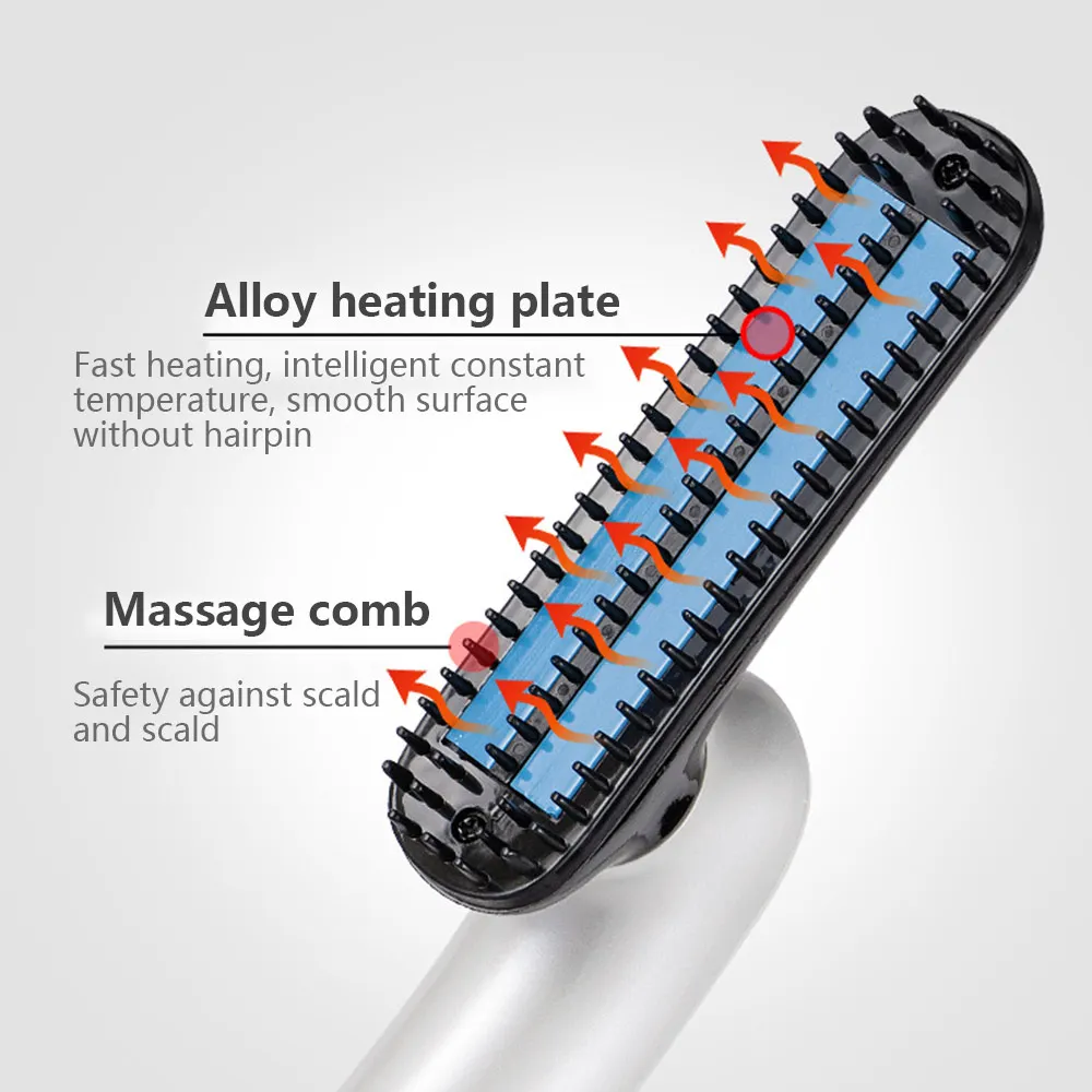 Для мужчин для укладки волос Расческа для прямых волос Электрический бороды гребень для выпрямления волос, 360 градусов вращения Авто Расческа для прямых волос щетка