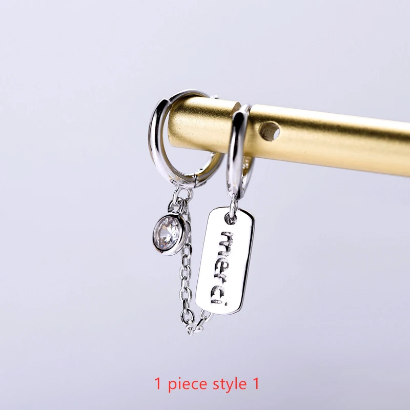 1 piece style 1 Модные серьги из стерлингового серебра 925 пробы с двойным отверстием для ушей, круглые циркониевые вертикальные цепочки с кисточками, популярные ювелирные изделия для ушей для мальчиков и девочек - Окраска металла: 1 piece style 1
