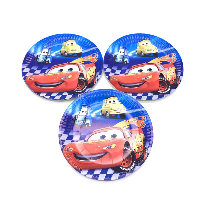 30 шт./60 шт. disney мультфильм Автомобильная тематическая Печать молния McQueen Дети День рождения украшения чашки тарелки флаги поставки