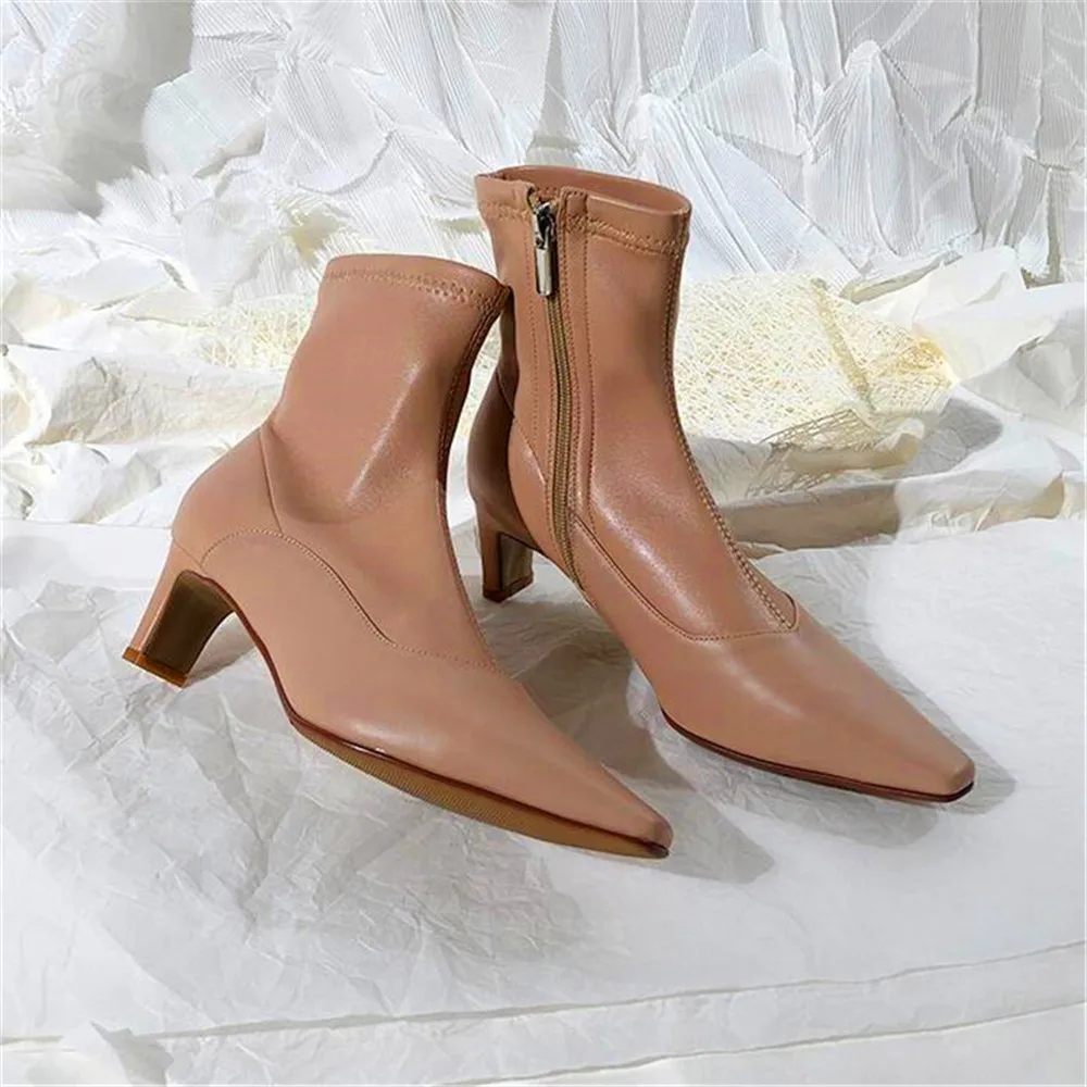 Популярные Botins de borracha botins mujer botas de salto alto sapatos de salto alto para mulheres - Цвет: Nude velvet