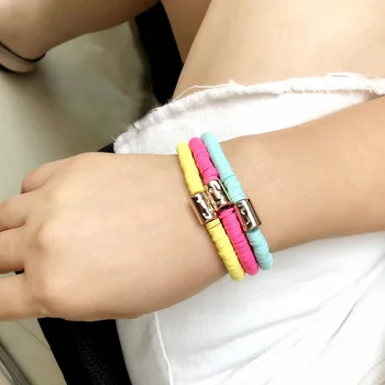 

Three Stack Contrast Color Collocation Polymer Clay Bracelets Women Amazon Cross Border Hot Selling Ornament Female Bohemian Col