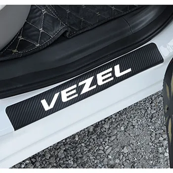 

4Pcs Sticker For Car Door Sill Plate For Honda VEZEL Carbon Fiber Welcome Pedal Protection Decoration Stickers Car Accessories