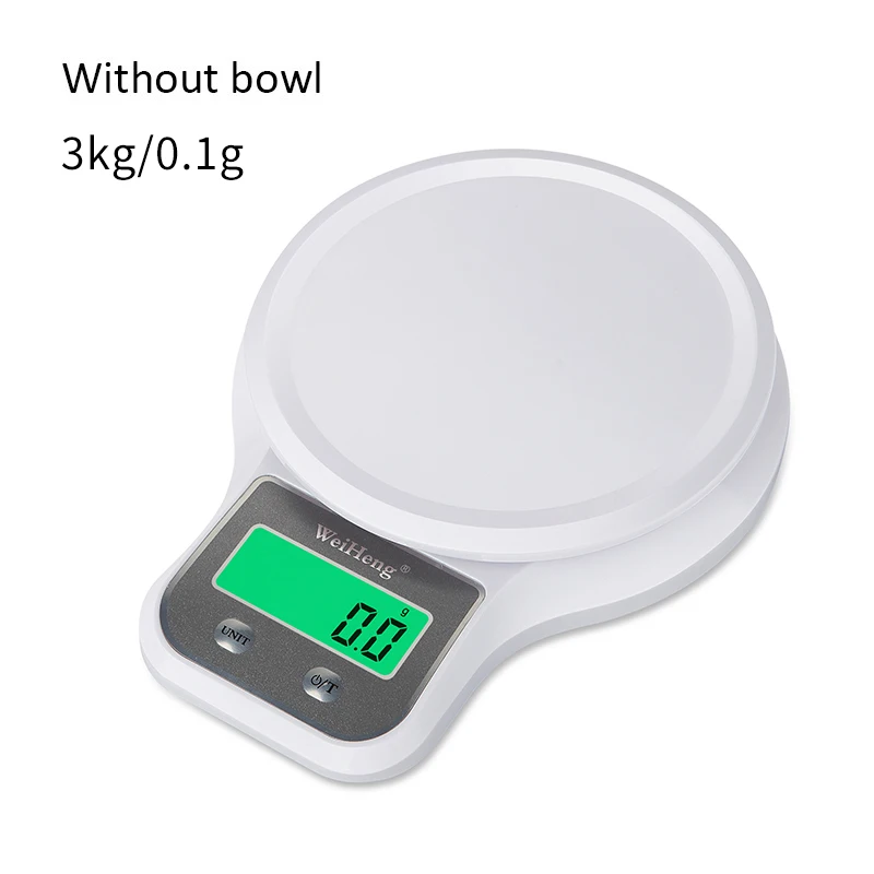 Принимает массу весом до 5 кг/1 г кг/3 кг/0,1g Кухня цифровой шкалой Еда электронные весы зеленый Подсветка Многофункциональные кухонные весы для выпечка Чай - Цвет: 3kg-0.1g whiteNobowl