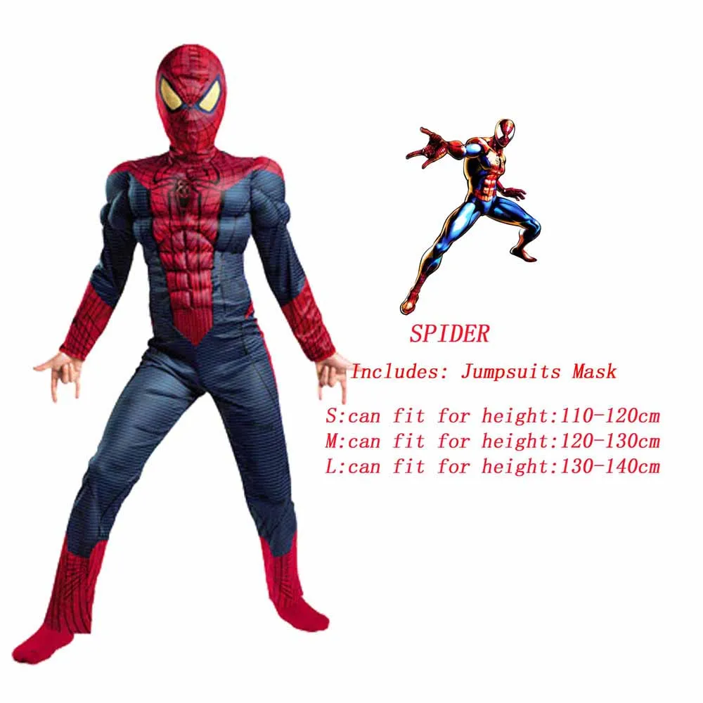 Super Spider Hero Iron Man Muscle Version Children Cosplay Costume Drama Stage Performance Clothing Children's Gift Halloween - Цвет: Spider