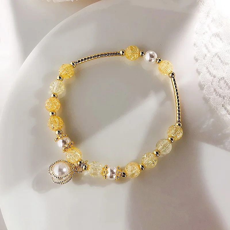 Новые модные браслеты для женщин браслет клубника наручные часы, окрашенные кристаллами Девушки ручной ювелирный подарок браслет из бисера