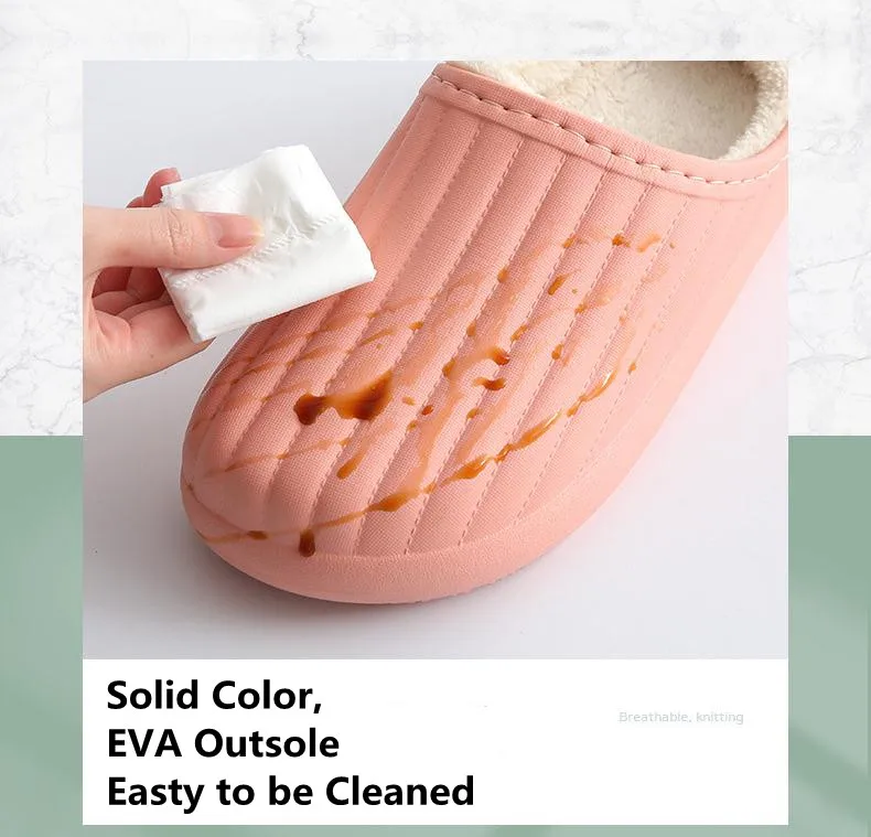 EVA Wasserdichte Indoor Hausschuhe Frauen Männer Winter Plattform Schuhe Warme Plüsch Küche Arbeits Hausschuhe Weiblich Männlich Hause Boden Rutschen – Detail 7