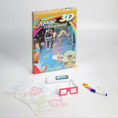 1Set Magic drawing board 3D dinosaur space Character ocean LED writing board creative art magic board with pen kids gift