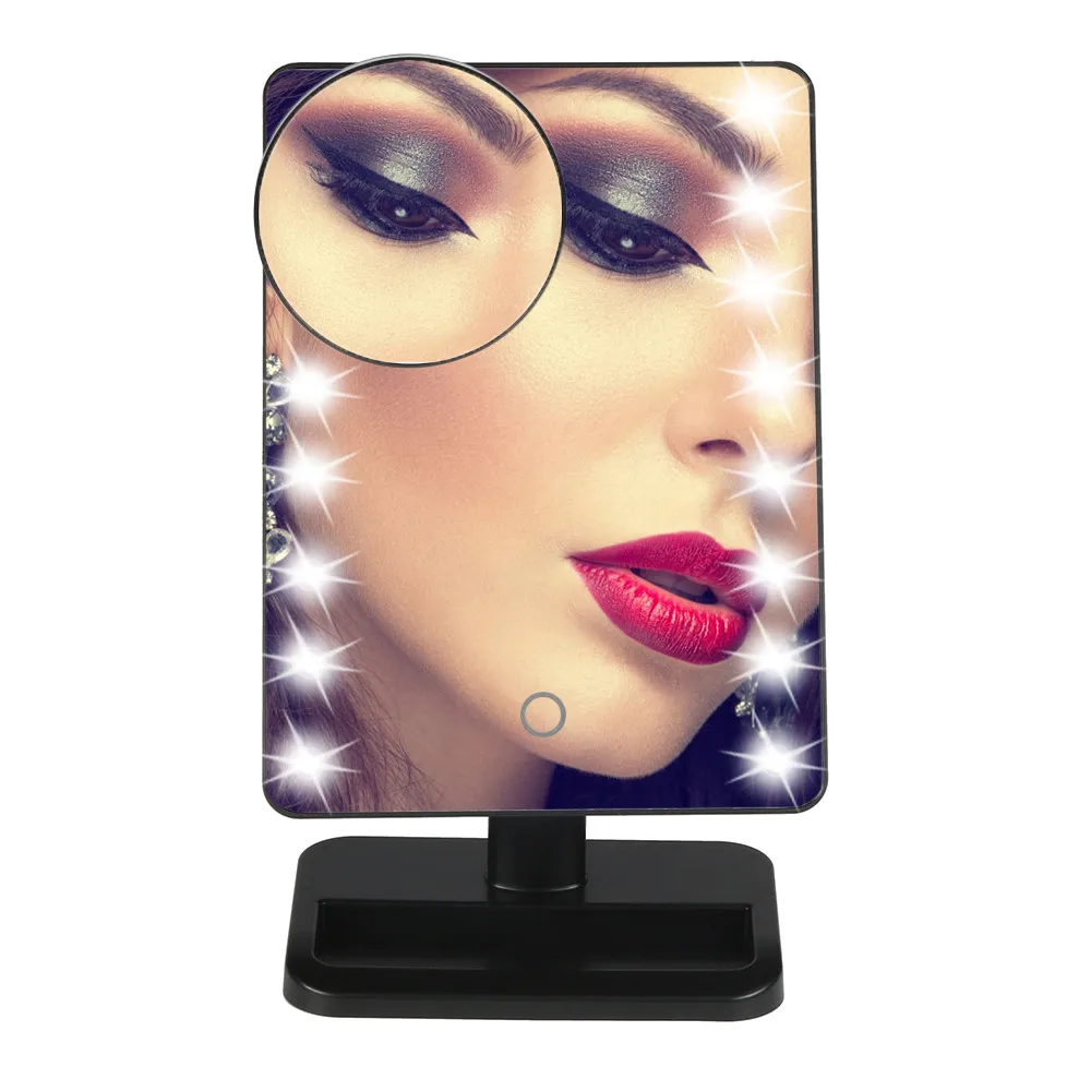 Освещенное зеркало для макияжа 20 светодиодный сенсорный экран косметическое зеркало светодиодный свет сенсорный экран макияж зеркало для макияжа Sept