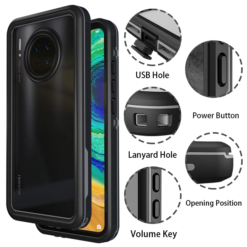 IP68 Водонепроницаемый чехол huawei mate 30 Pro Чехол Funda huawei mate 20 Pro Водонепроницаемый чехол 360 Защита для mate 30 20Pro чехол