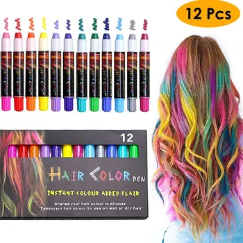 

12-color Disposable Hair Dye Pen Plant Formula Mild And Non-irritating Hair Color Pen Long Lasting