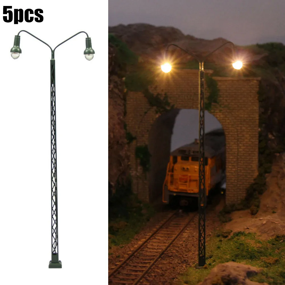 10PCS Model Railroad Train OO/HO Scale Lamp Posts Led Street Light Lamps 104mm 