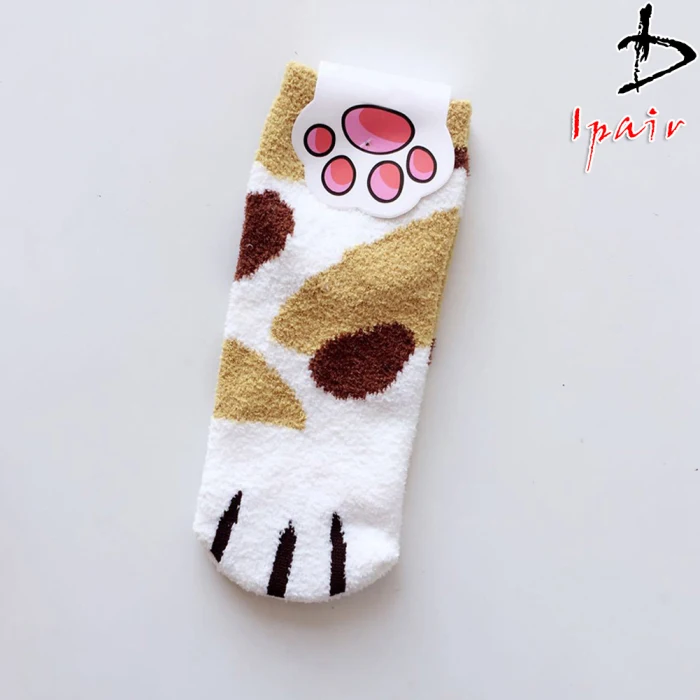 Милые Плюшевые Пушистые флисовые мягкие домашние носки-тапочки для женщин и девочек с когтями когтей кошки зимние EIG88
