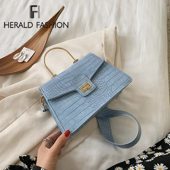 

Women Metal Handle Crossbody Bag Crocodile pattern Square Bag Leisure Shoulder Bag Advanced Design Messenger Bag Wide Belt