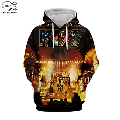 BAND KISS Rock& Roll All Nite вечерние 3D толстовки с капюшоном для мужчин и женщин, новая модная толстовка с капюшоном, пуловер с длинным рукавом, стиль-12 - Цвет: 1