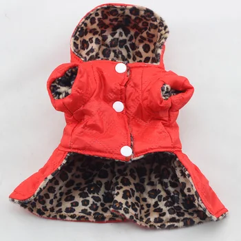 

Warm Dog Coats Pets Leopard Pattern Tutu Coat Dress Puppy Hoodies Both Sides Wear Dog Clothes Puppy Clothes Ropa Perro