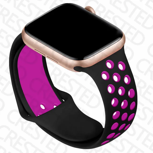 Silicone Strap For Apple Watch band 44mm 40mm iWatch 38mm 42mm Smartwatch watchband Bracelet Apple Watch 6 SE 5 4 3 Accessories black pink 22
