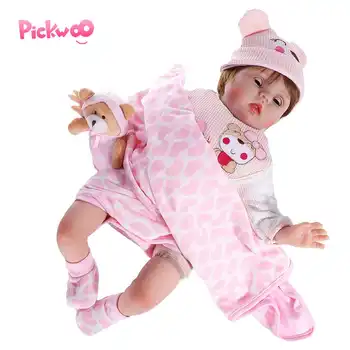 

Pickwoo 55CM Soft Body Bebes Princess Doll Reborn Baby Soft Silicone Doll Eyes Blink Sweet Girl Baby Birthday Gift Play Toy