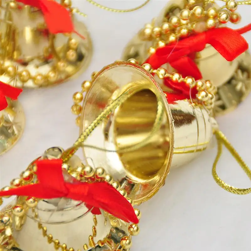 36PCS 3.5CM Christmas Bell Decorations Hanging Small Bell Ornament With Ribbon For Christmas Tree
