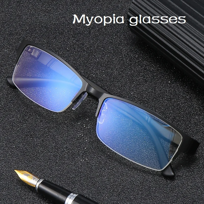  1  1.5  2  2.5  3  3.5  4  4.5  Myopia Glasses Men Retro Metal Frame Square Students Myopia Glasses Frame For Women 2020