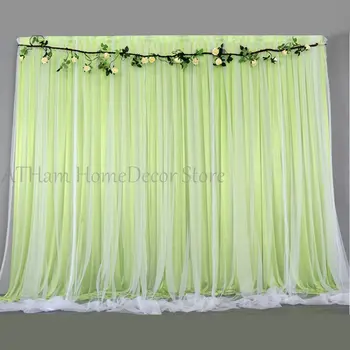 

Light Green Tulle Chiffon Curtains Bridal Shower Wedding Ceremony Backdrop Baby Shower Backdrop Photo Booth Background
