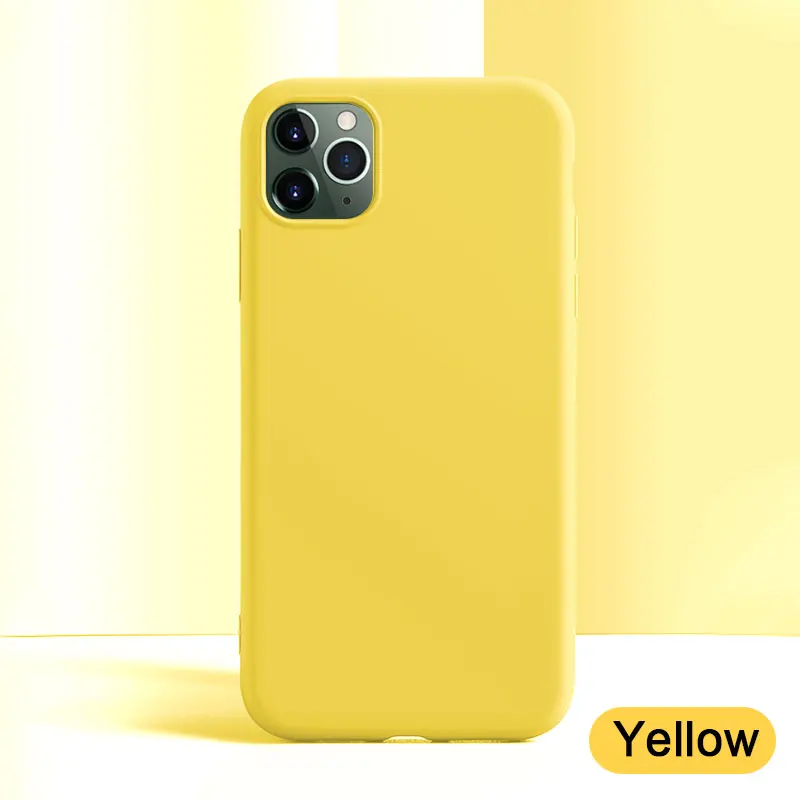 Yellow Роскошный силиконовый однотонный Мягкий чехол из ТПУ для iPhone 11 Pro Max X Xr Xs Max защитный чехол - Цвет: Yellow