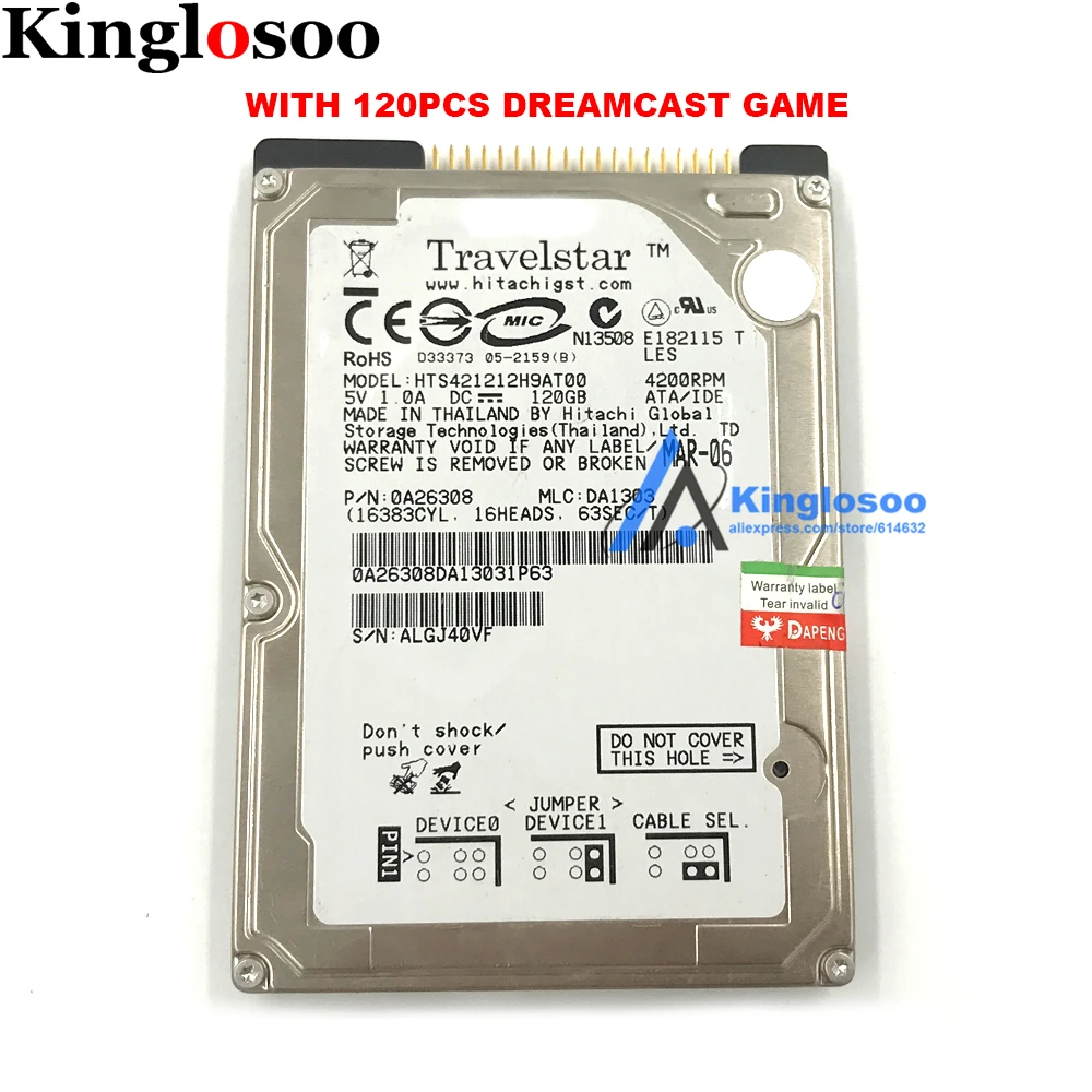 120G Внутренний игровой жесткий диск для Sega Dreamcast DC игровой консоли с 120 шт игр