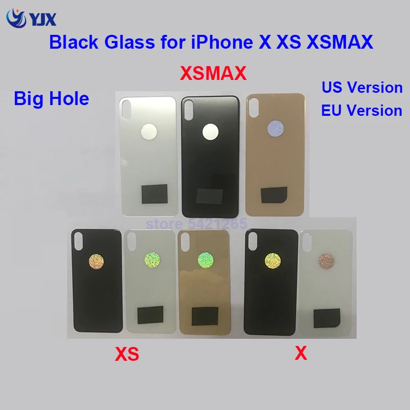 10pcs Wholesale US EU Back Glass with Big Camera Hole for iPhone X Xs Max Easy Change Back Battery Door Glass Cover Replacement
